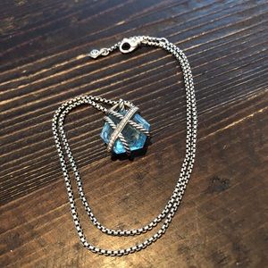 David Yurman cable wrapped topaz necklace